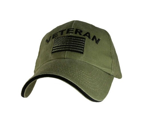 US ARMY Veteran - U.S. Army with Flag OD Green Baseball Cap Hat